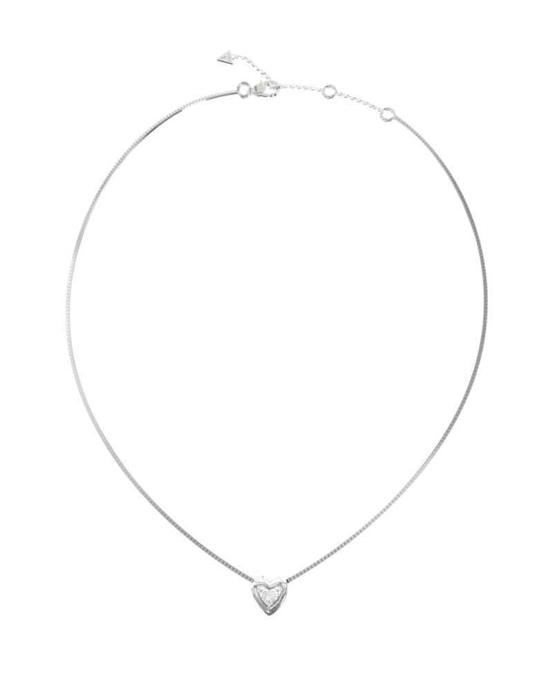 Guess Collana Acciaio Cuore con Zircone Bianco