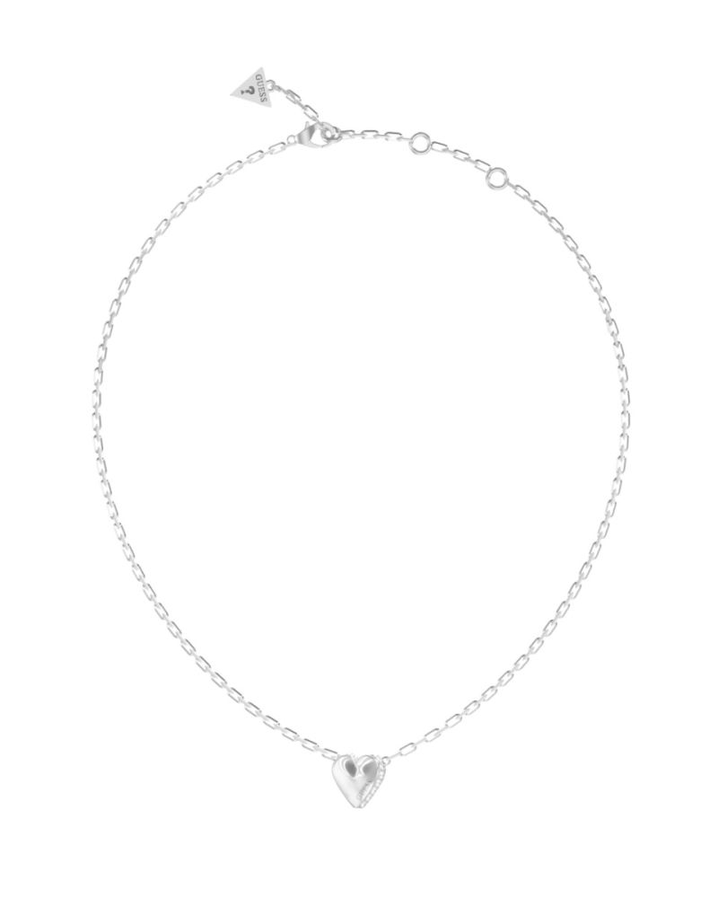 Guess Collana Acciaio Cuore con Zirconi Bianchi