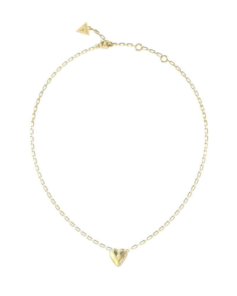 Guess Collana Acciaio Gold Cuore con Zirconi Bianchi