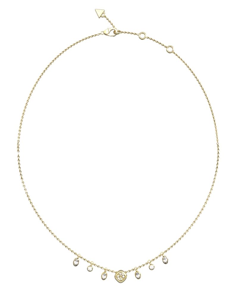 Guess Collana Acciaio Gold Logo e Zirconi Bianchi