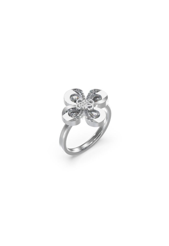 Guess Anello Acciaio Fiore e Cristalli