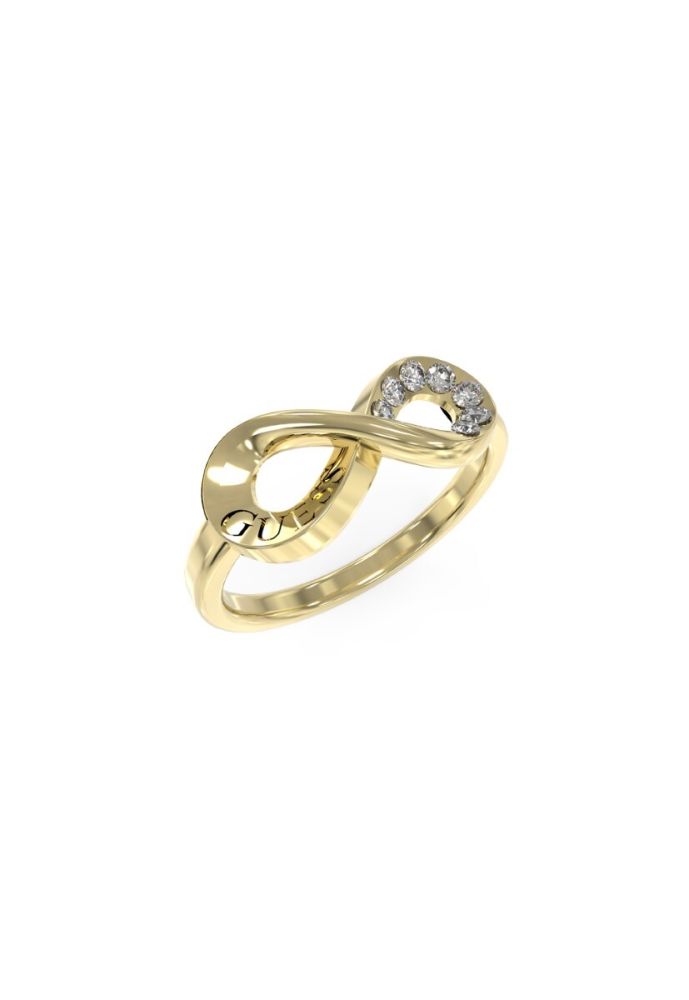 Guess Anello Acciaio Gold Infinito e Zirconi Bianchi