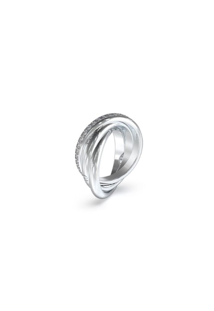 Guess Anello Acciaio 3 Cerchi e Cristalli