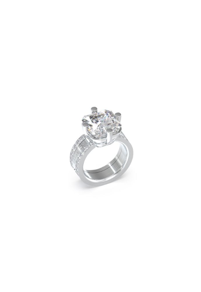 Guess Anello Acciaio Cristallo Bianco