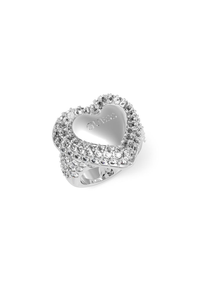 Guess Anello Acciaio Cuore con Cristalli