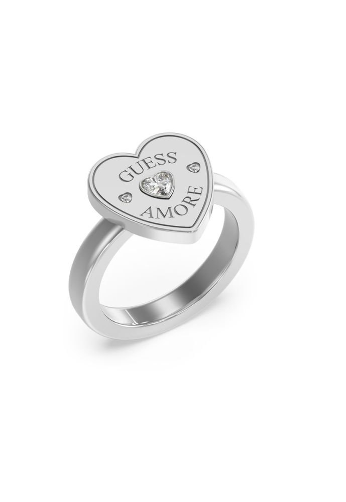 Guess Anello Acciaio Cuore e Cristalli