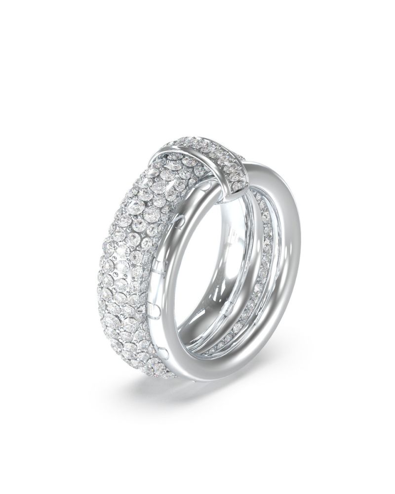 Guess Anello Fascia Acciaio con Zirconi Bianchi