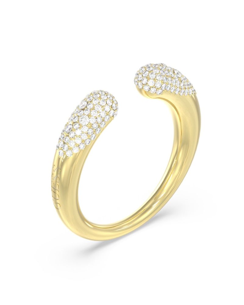 Guess Anello Acciaio Gold con Zirconi Bianchi