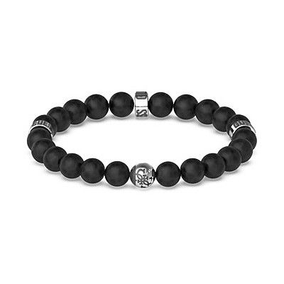 Guess Bracciale Elastico Uomo Acciaio e Pietre Nere