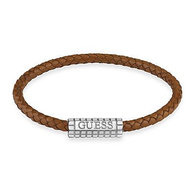 Guess Bracciale Uomo Acciaio e Pelle Marrone