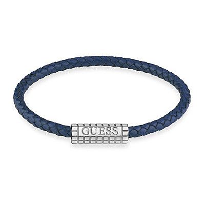 Guess Bracciale Uomo Acciaio e Pelle Blu