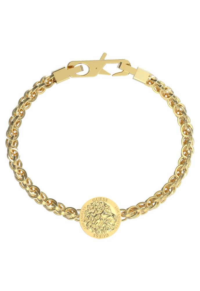 Guess Bracciale Acciaio Gold Piastra Con Leone