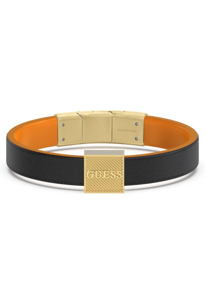 Guess Bracciale Uomo Pelle Marrone e Acciaio