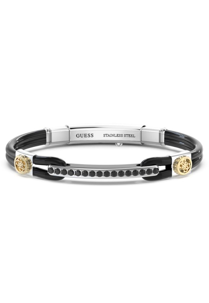 Guess Bracciale Uomo Kevlar Nero e Acciaio 