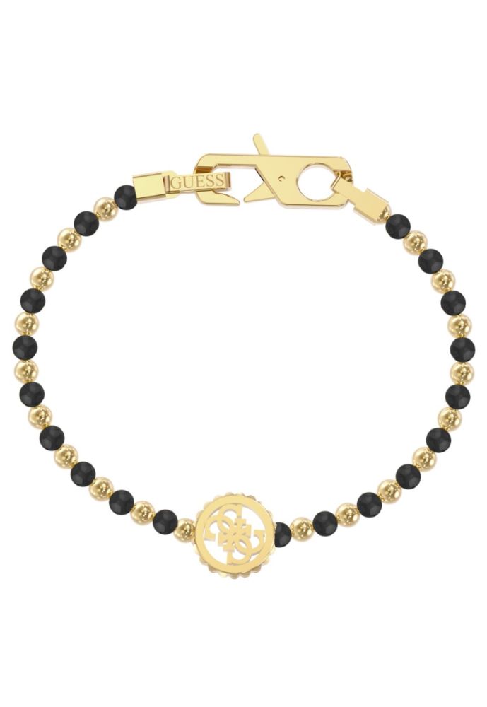 Guess Bracciale Uomo Acciaio Gold e Sfere Nere