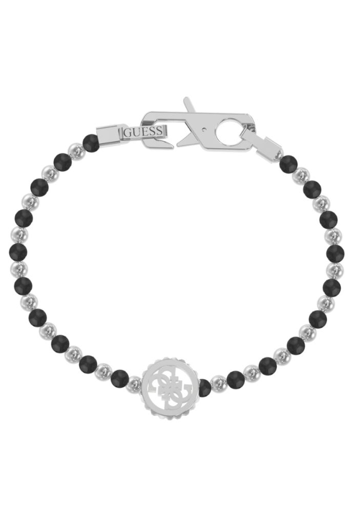 Guess Bracciale Uomo Acciaio Sfere Silver e Nere