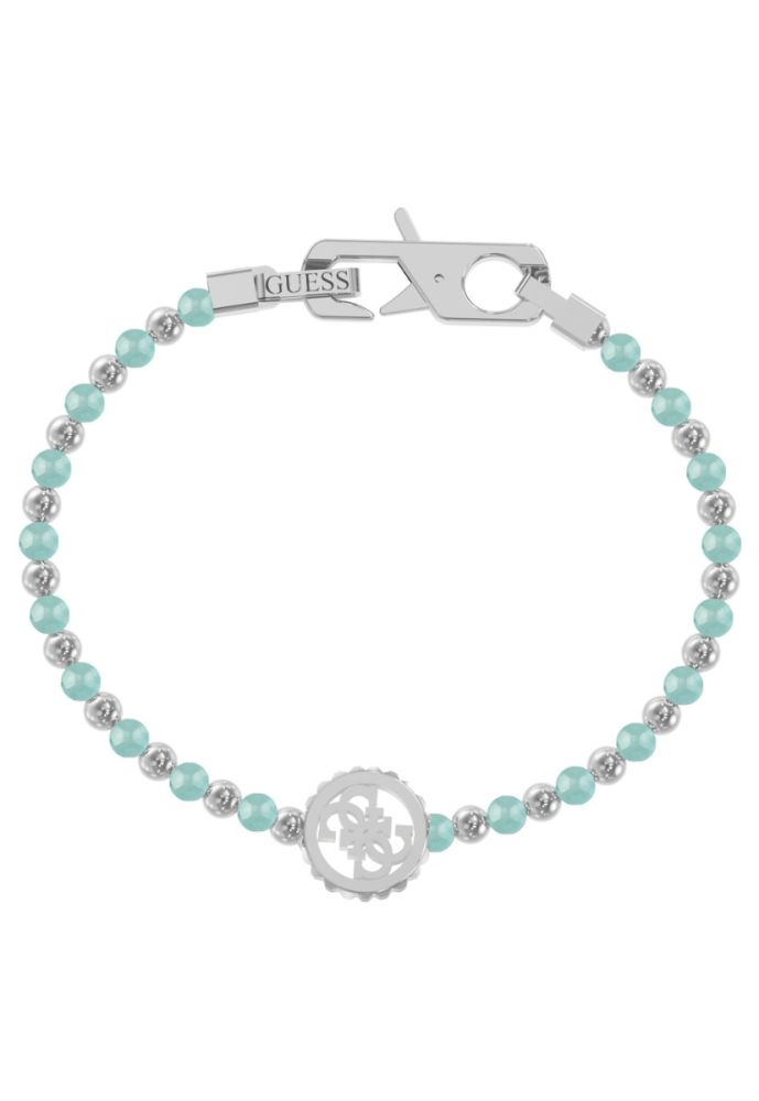 Guess Bracciale Uomo Acciaio Sfere Silver e Verdi