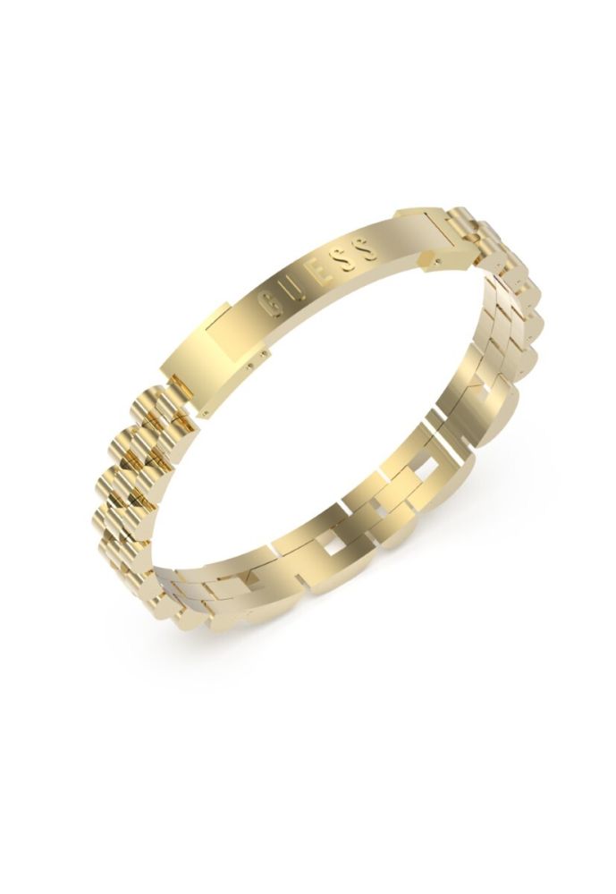 Guess Bracciale Acciaio Gold Piastra Guess