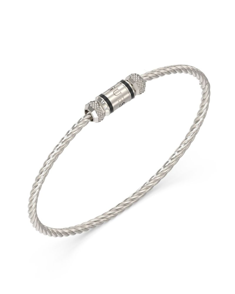 Guess Bracciale Corda Acciaio Elemento Con Scritta