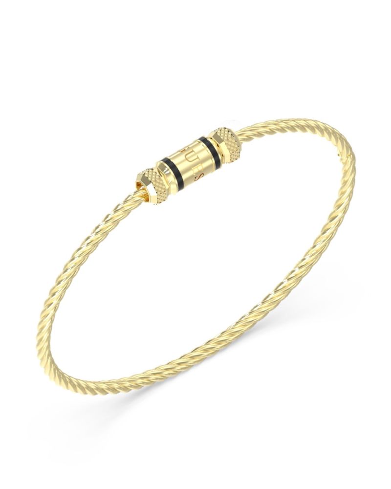 Guess Bracciale Corda Acciaio Gold Elemento Con Scritta