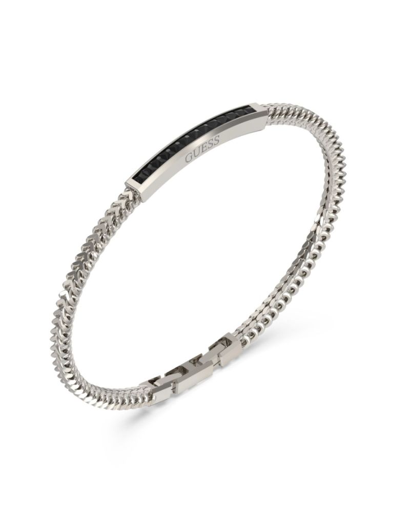 Guess Bracciale Acciaio Piastra Zirconi Neri