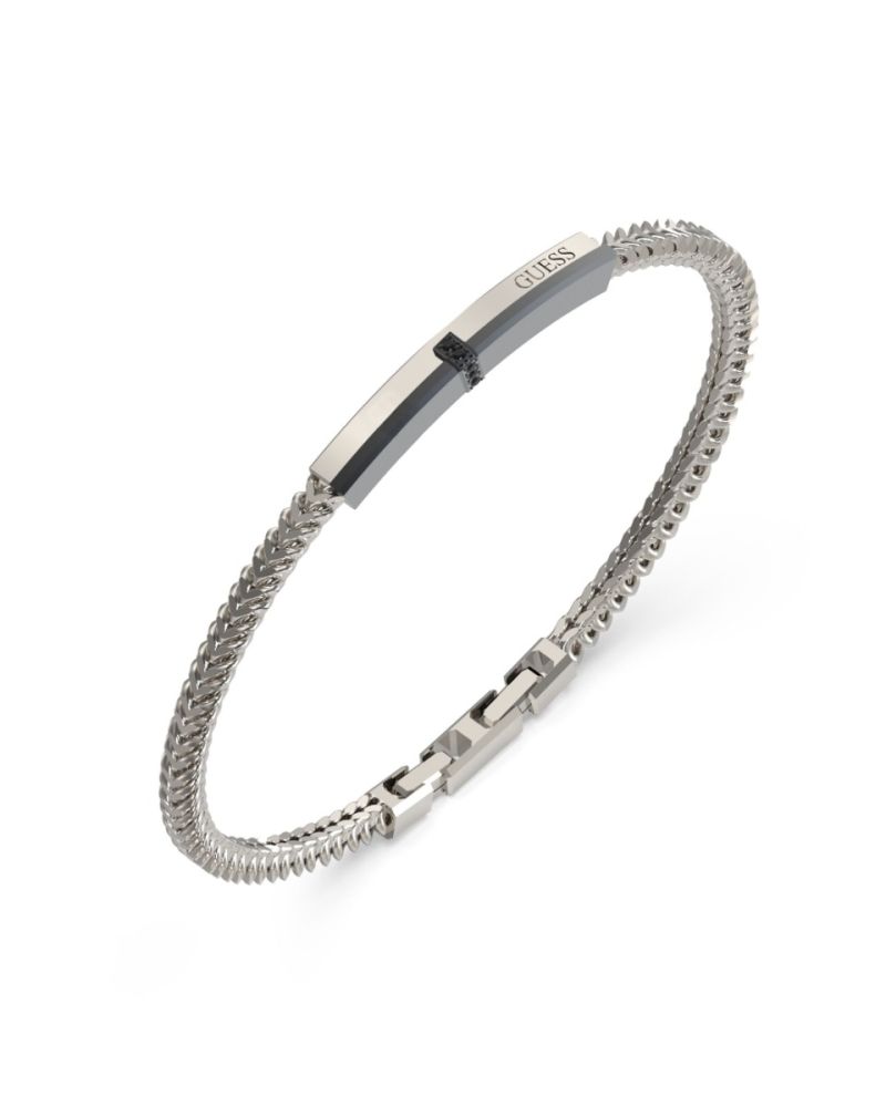 Guess Bracciale Acciaio Piastra Zirconi Neri