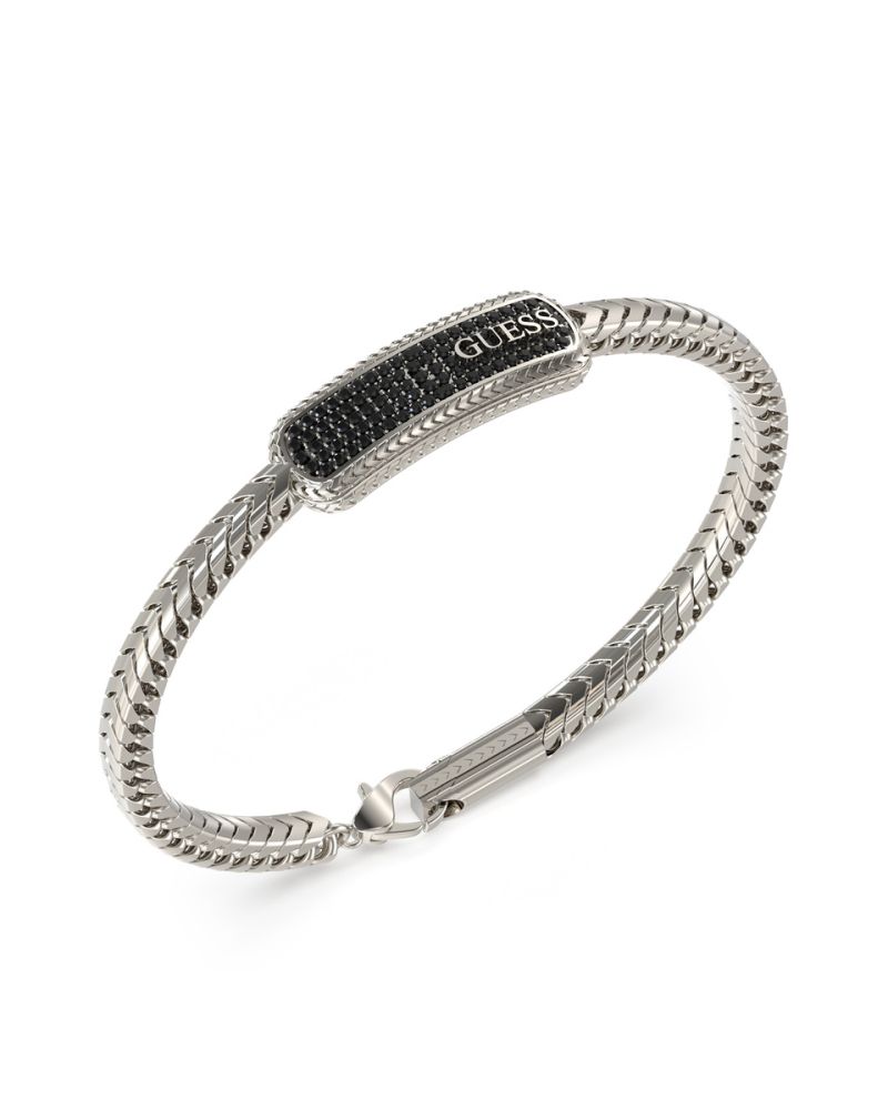 Guess Bracciale Acciaio Piastra Zirconi Neri