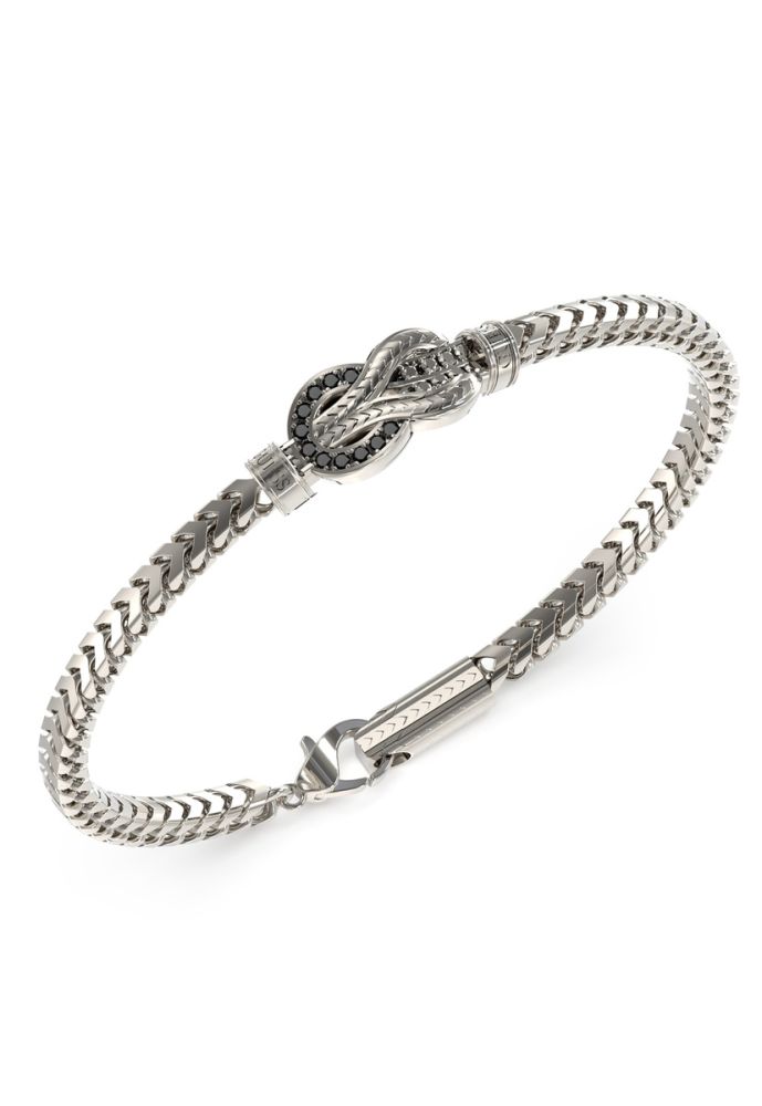 Guess Bracciale Acciaio Nodo e Zirconi Neri