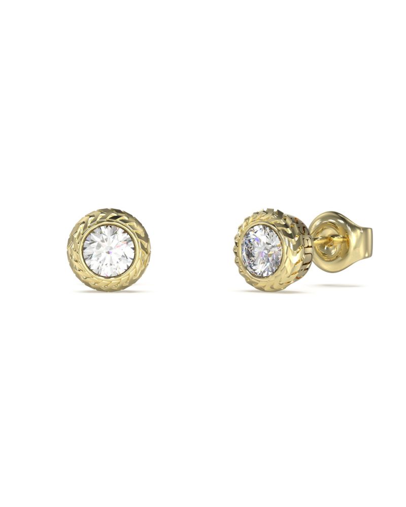 Guess Orecchini Acciaio Gold Cristallo Bianco