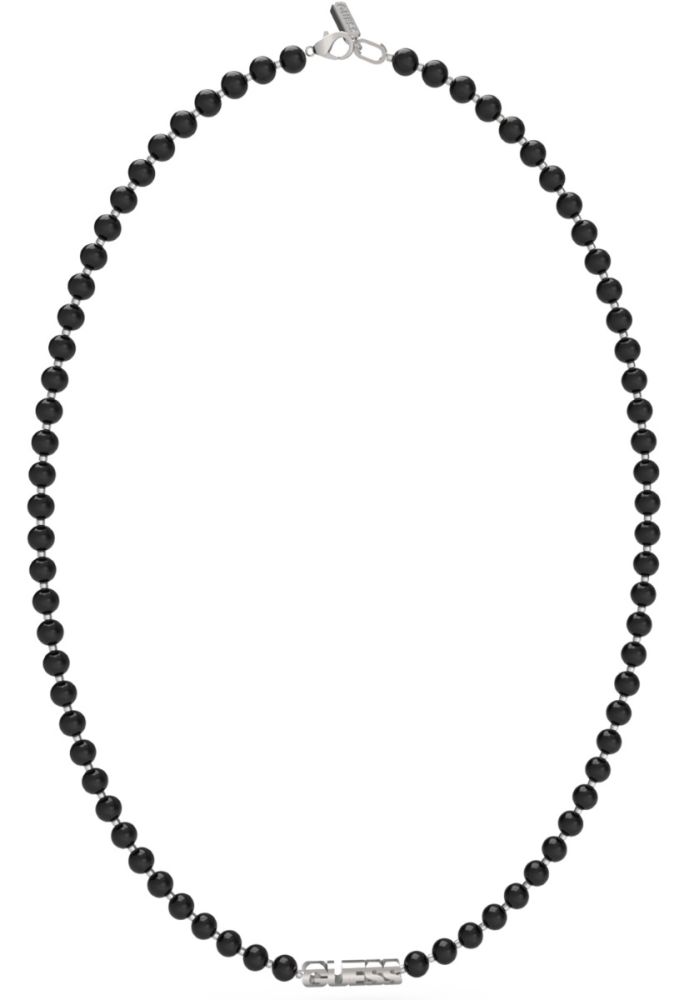 Guess Collana Acciaio Con Onice Nera e Scritta Guess