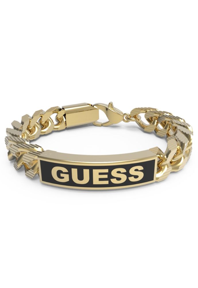 Guess Bracciale Uomo Acciaio Gold Piastra Ip Nero