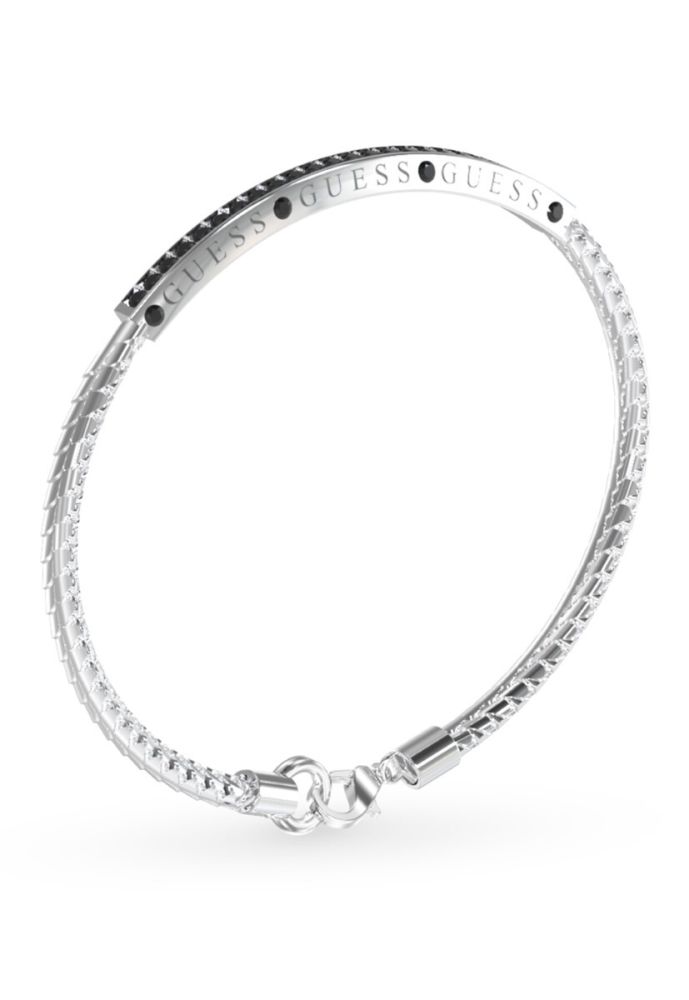 Guess Bracciale Acciaio Piastra Zirconi Neri