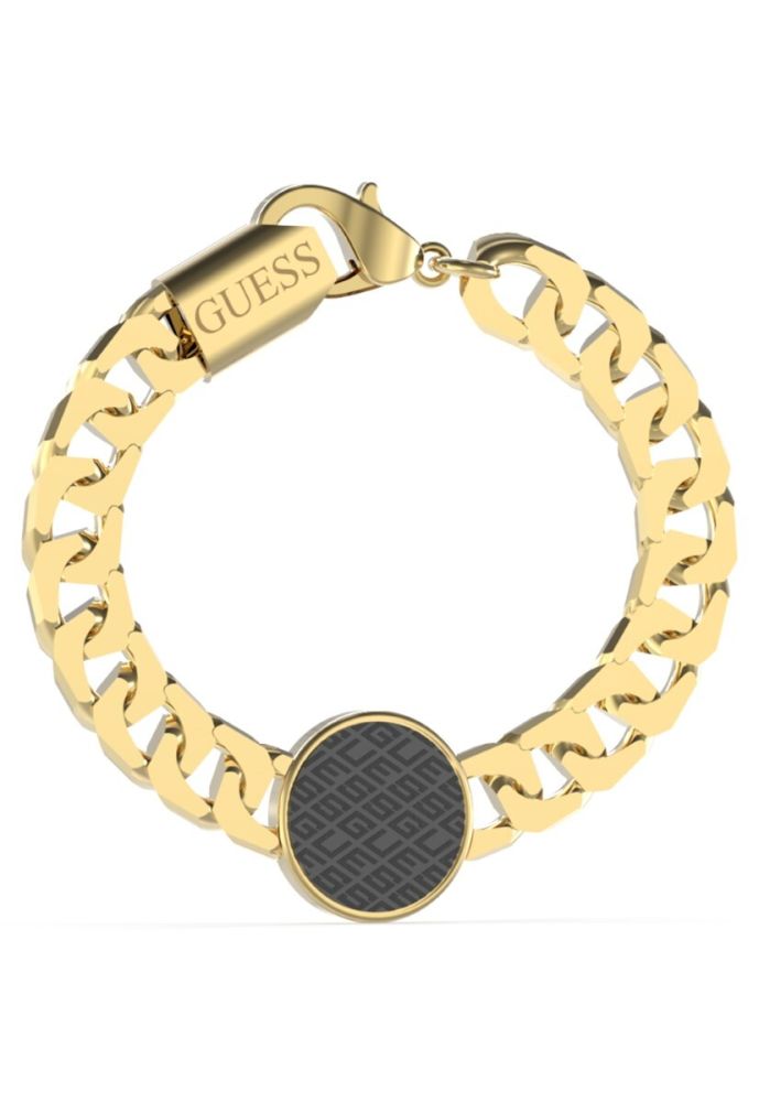 Guess Bracciale Acciaio Gold Elemento Textured Nero