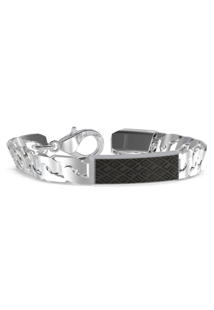 Guess Bracciale Acciaio Piastra Textured Nero