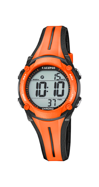 K5682B Calypso Orologio Bambino-Bambina Gomma Digitale Multi Arancio-Nero -  Stainless Gioiellerie