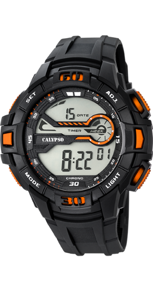 Calypso Orologio Uomo Gomma Digitale Multi Nero-Arancio