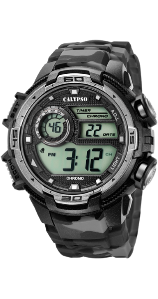 Calypso Orologio Uomo-Ragazzo Gomma Digitale Multi Nero-Grigio