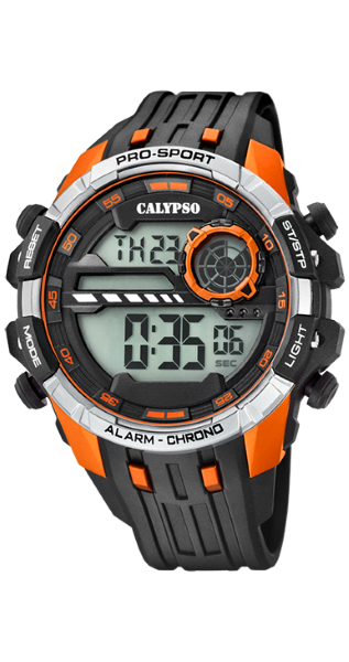 Calypso Orologio Uomo-Ragazzo Gomma Digitale Multi Nero-Arancio