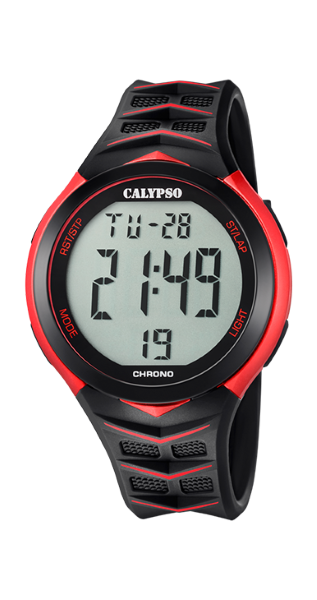 Calypso Orologio Uomo-Ragazzo Gomma Digitale Multi Nero-Rosso