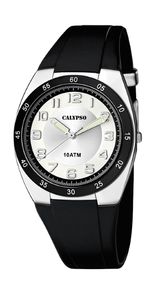 Calypso Orologio Uomo Gomma Solo Tempo Nero-Silver