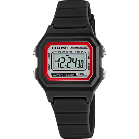 Calypso Orologio Digitale Gomma Nero-Rosso