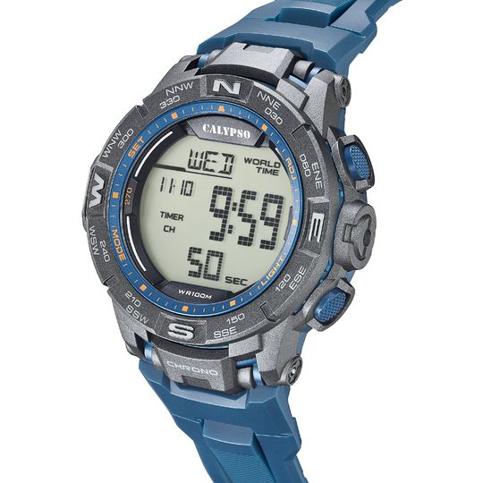 Calypso Orologio Digitale Uomo Gomma-Celeste