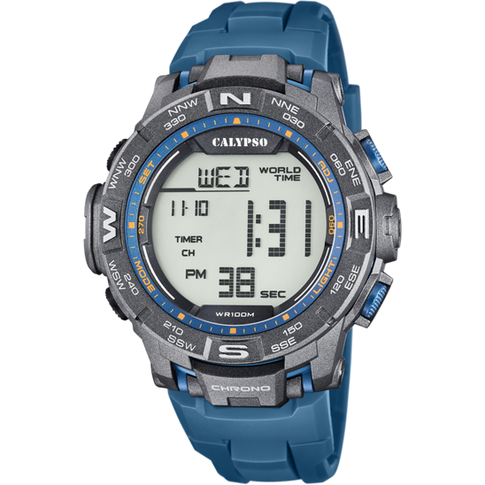 Calypso Orologio Digitale Uomo Gomma-Celeste