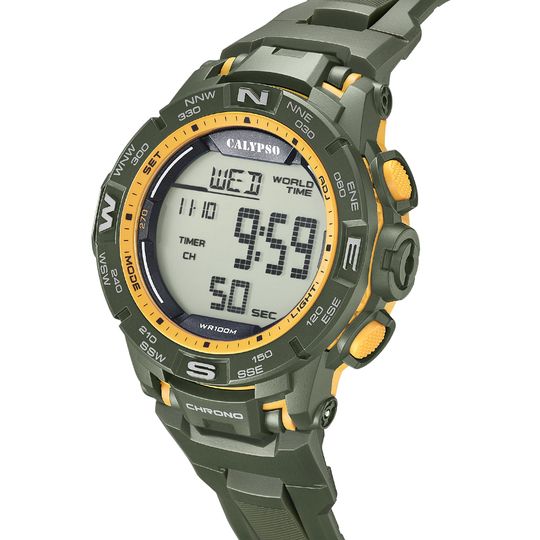 Calypso Orologio Digitale Uomo Gomma-Verde