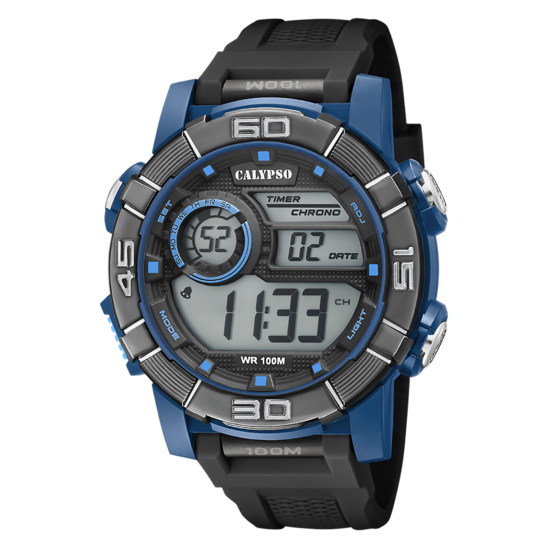 Calypso Orologio Digitale Uomo Gomma-Nero-Blu