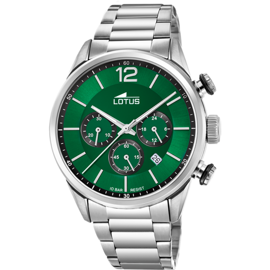 Lotus Orologio Acciaio Cronografo Quadrante Verde