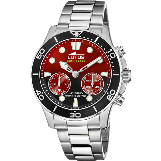 Lotus Orologio Ibrido Uomo Acciaio Quadrante Rosso