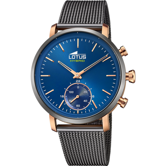 Lotus Orologio Ibrido Uomo Acciaio Rosè Quadrante Blu