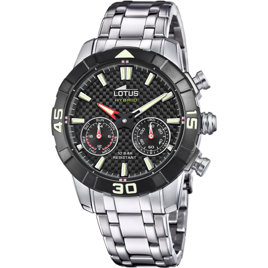 Lotus Orologio Ibrido Uomo Acciaio Quadrante Nero