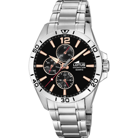 Lotus Orologio Multifunzione Uomo Acciaio Quadrante Nero